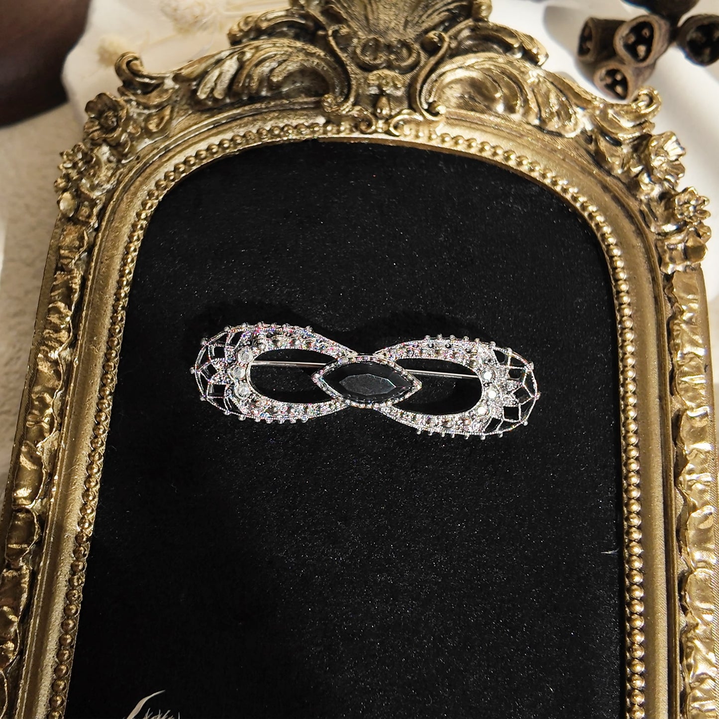 Gothic "Black Dahlia" Bow Brooch