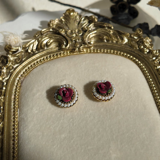 1928 Jewelry Gardener's Daughter Clay Rose Studs