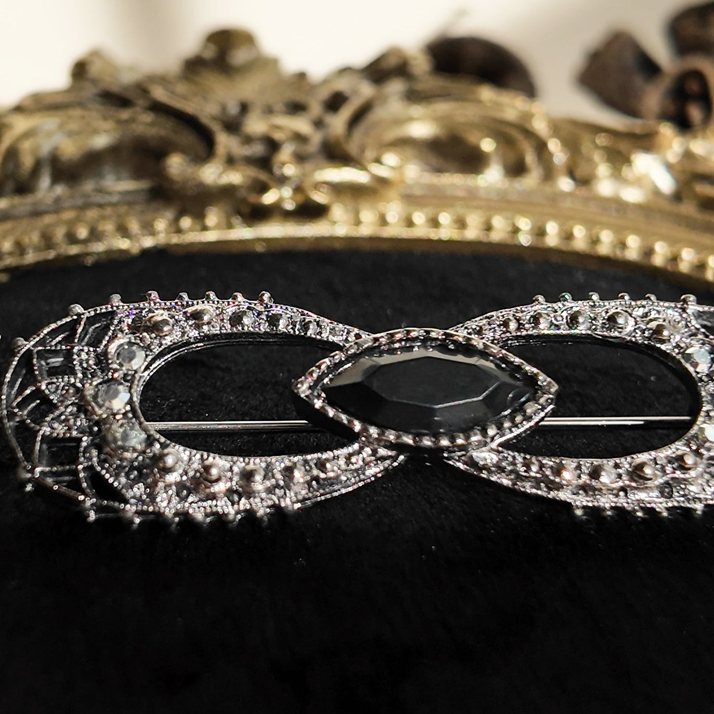 Gothic "Black Dahlia" Bow Brooch