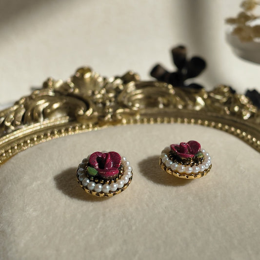 1928 Jewelry Gardener's Daughter Clay Rose Studs