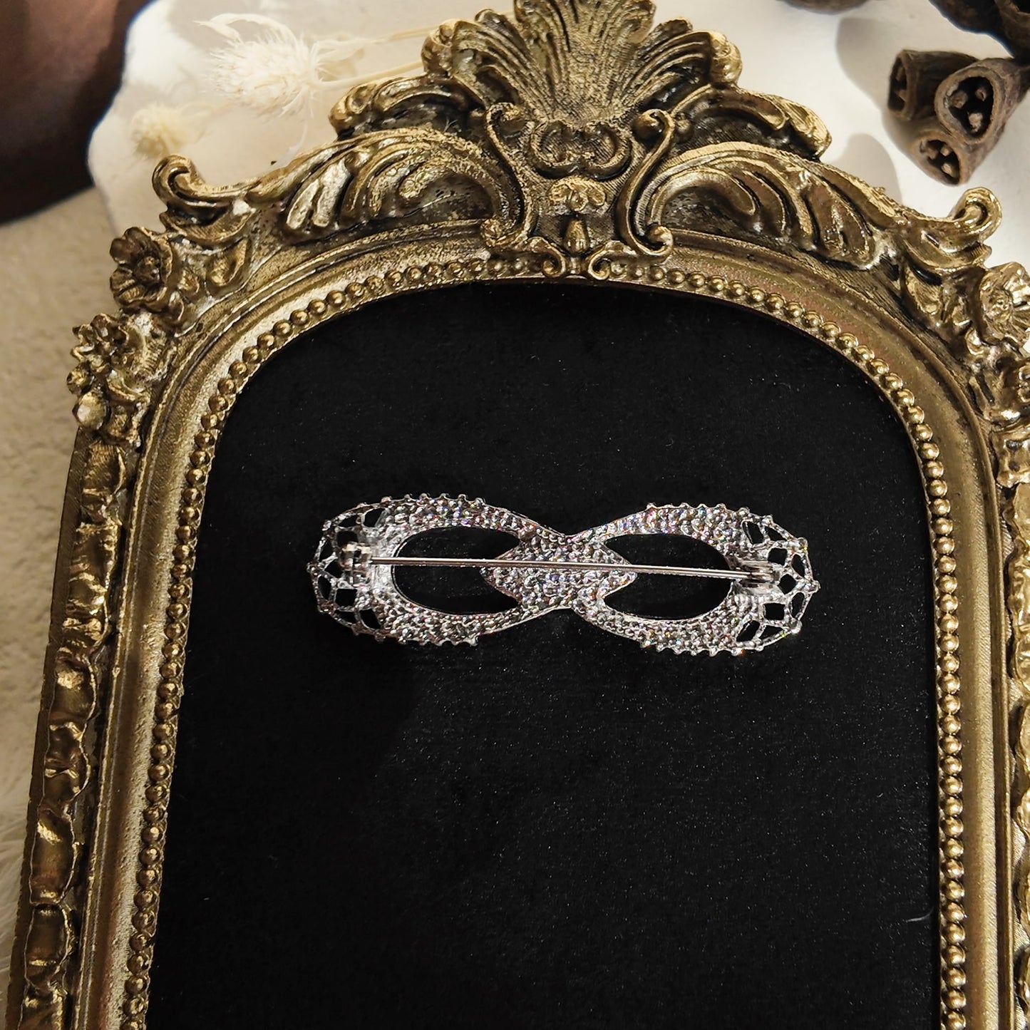 Gothic "Black Dahlia" Bow Brooch