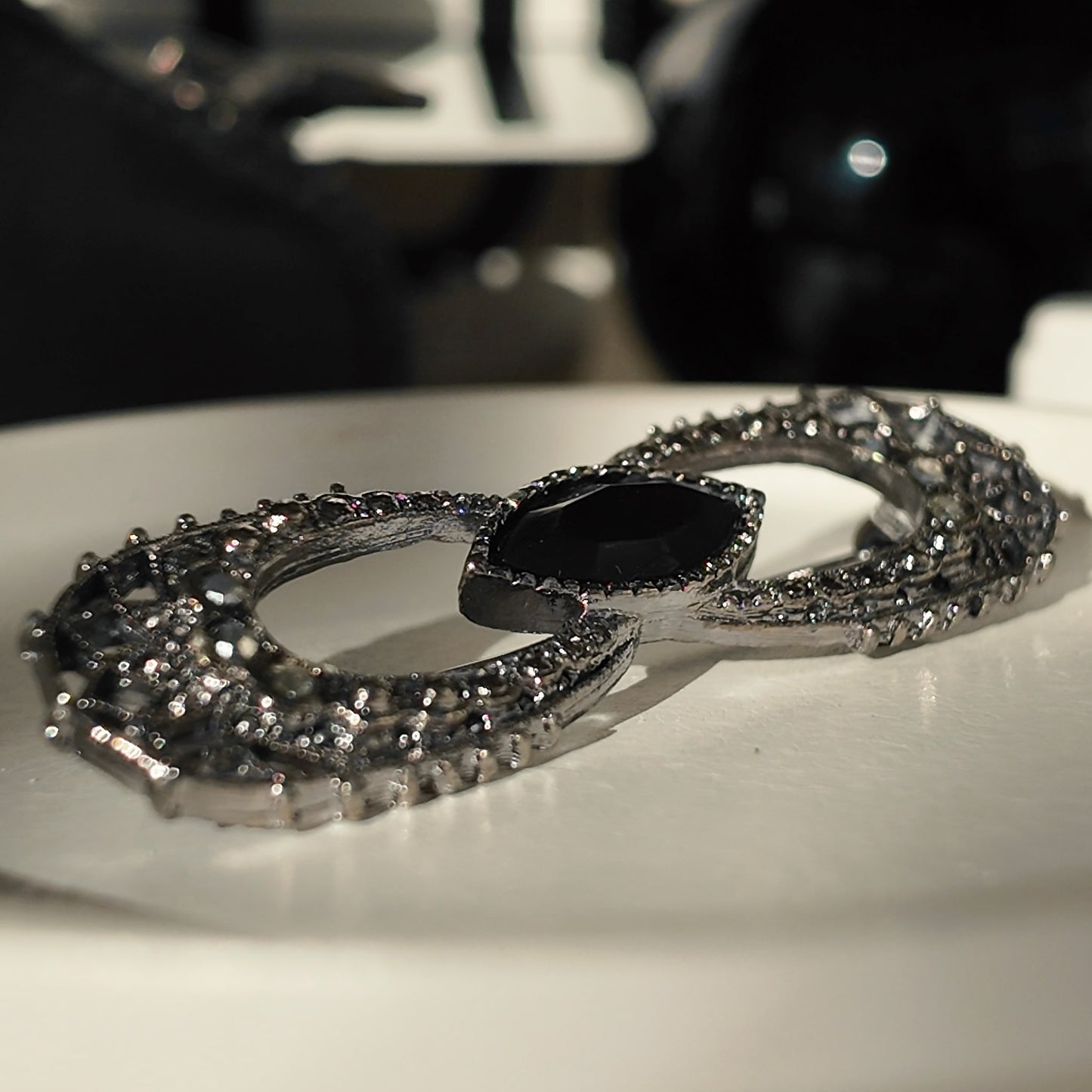 Gothic "Black Dahlia" Bow Brooch