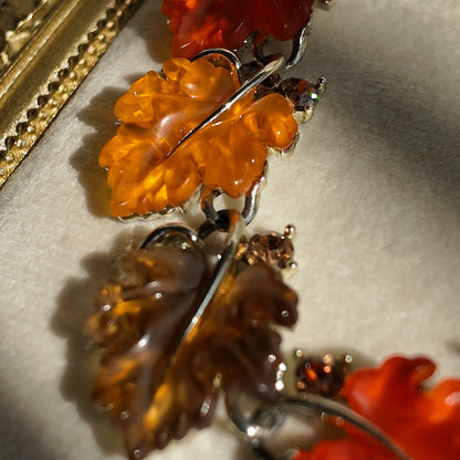 LISNER Orange Lucite Oak Leaf "Fruit Salad" Necklace