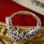 High-magnification lens shows the setting technique of the ring from a top-down perspective.