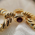 The state of the red gemstone under high magnification