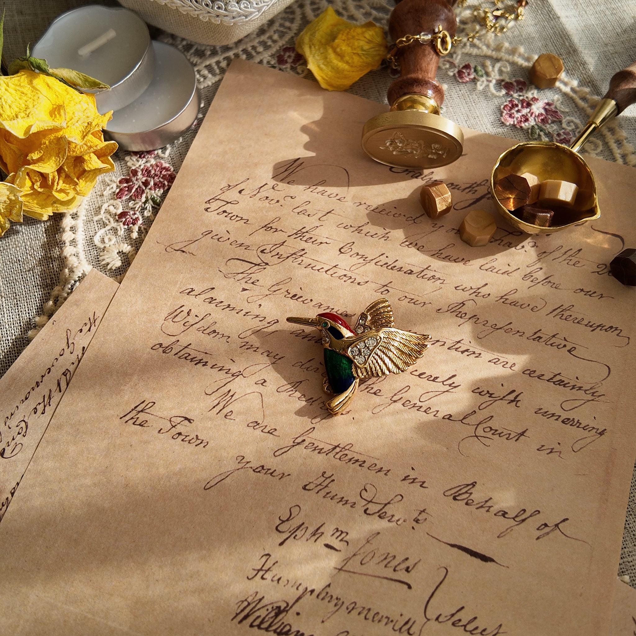 Vintage brooch with a hummingbird design. High-quality gold plating and intricate feather carving details showcase its premium quality. From A&S, a favorite among vintage jewelry collectors.