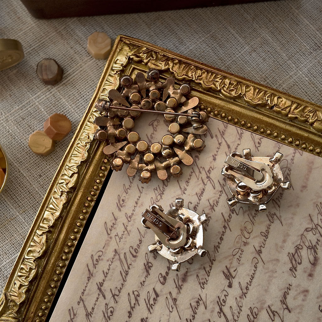 Antique bronze vintage jewelry backplate, from the brand Weiss