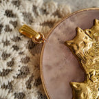 Gold-plated copper cat pendant, animal jewelry. Cute cat necklace. Design featuring multiple cats.
