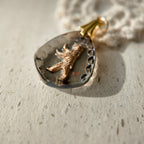 West German glass intaglio charm, forest theme, animal shapes, bear