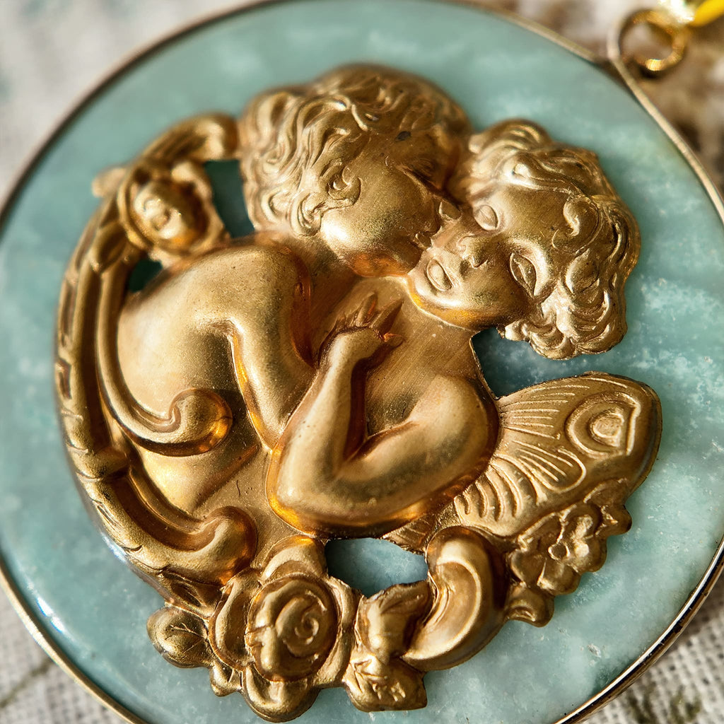 Two adorable little angel jewelry pieces, vintage style, sweet jewelry.