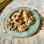 Angel jewelry, vintage-style jewelry with figurative designs. Angel pendant, blue angel.