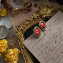 Vintage red earrings, Edwardian style vintage jewelry