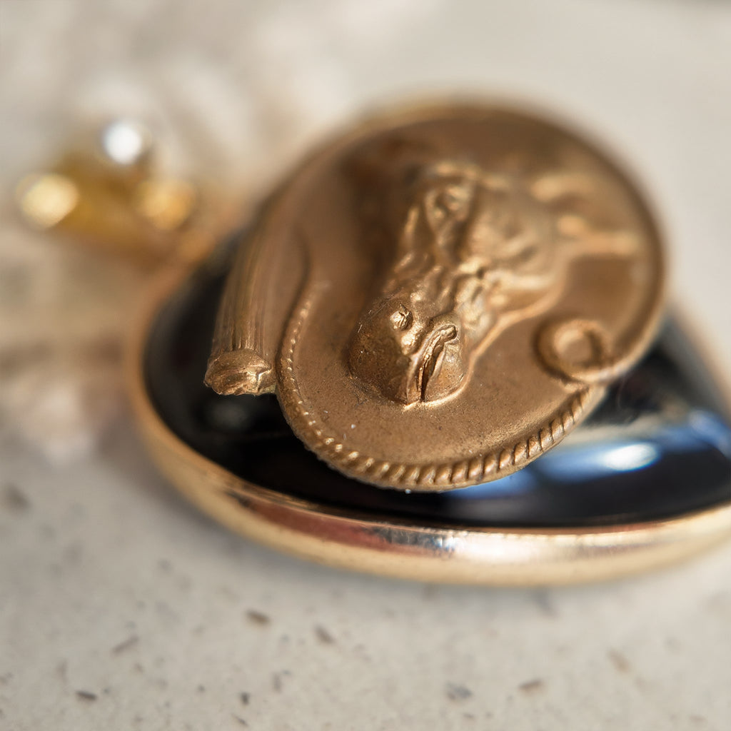 Brass horse pendant. Animal jewelry, horse. Vintage design, Western style.