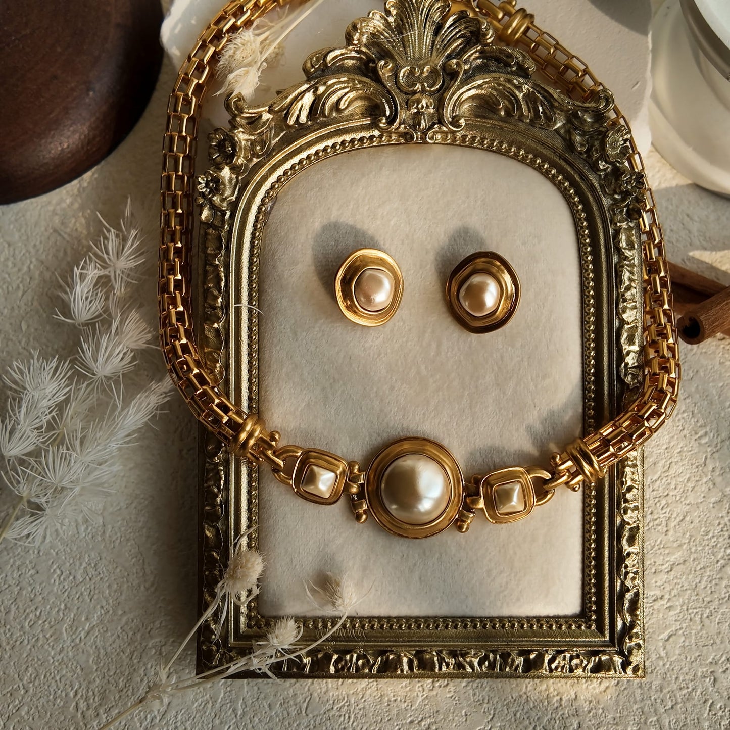 Anne Klein "The Lioness" Baroque Pearl Set