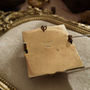 A macro shot of the reverse, clearly showing the authentic "Coro" signature and the historically significant "DESIGN PAT. NO. 121,329" from 1940.