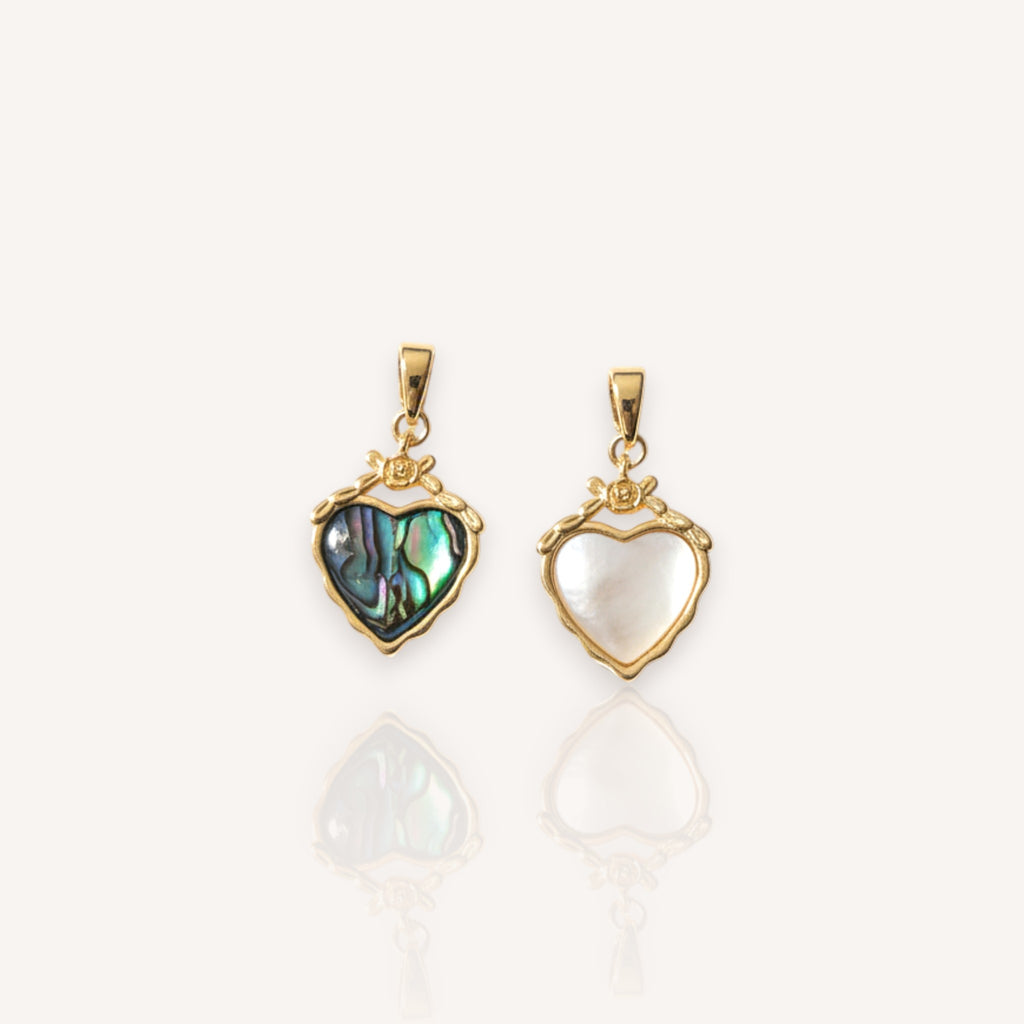 Ocean Heart & Rose Charm