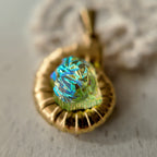 Iridescent West German glass, vintage West German glass, blue-green West German glass