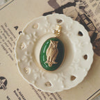 Atmospheric flatlay photography of the vintage component necklace, styled to evoke silence, nature's wisdom, and serenity.