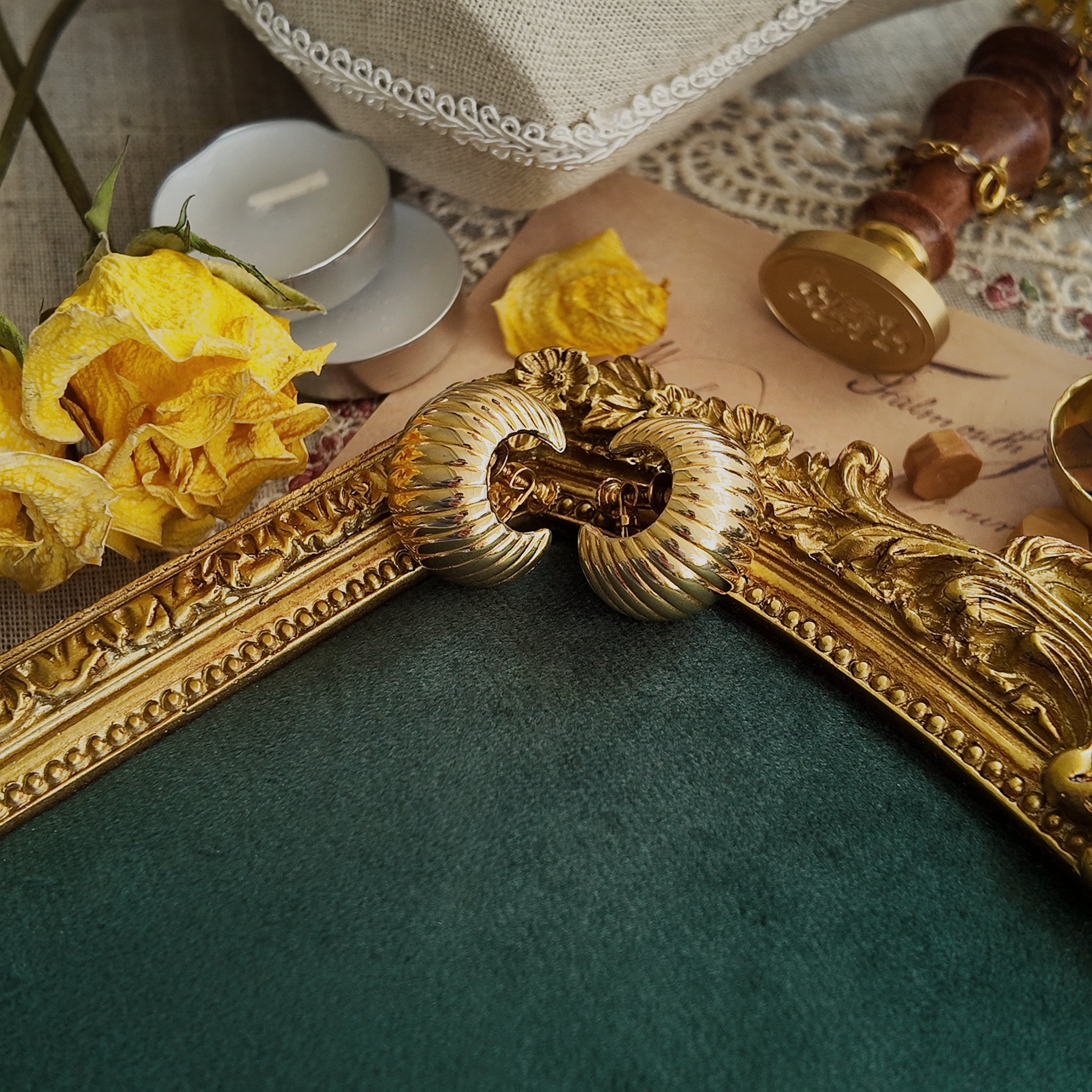  A macro shot detailing the rich, soft luster of the high-quality gold plating, a hallmark of Coro's top luxury line, Vendôme.